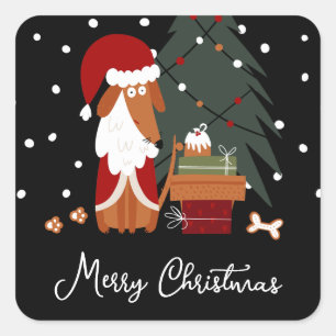 Sticker Carré Joli Noël Père Noël Paws Chien & Présents