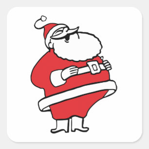 Sticker Carré Joli Père Noël de dessin animé riant Ho Ho Ho