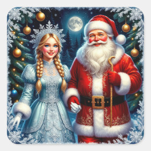 Sticker Carré 🎅 Joli Père Noël Noël enneigé ❄️