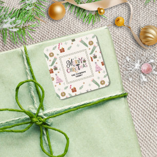 Sticker Carré Joli Pink Green Doddle Joyeux Noël