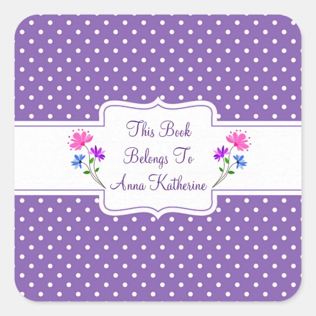 Sticker Carré Joli point violet Country Chic Boite/Sticker (Devant)