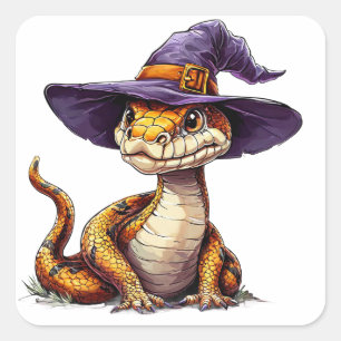 Sticker Carré Joli serpent de dessin animé amusant amateur de re