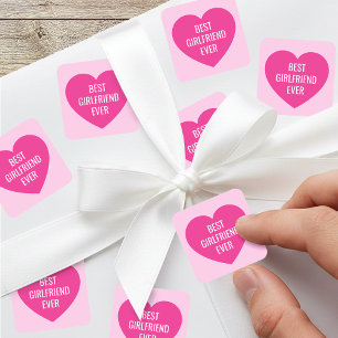 Sticker Carré Joli Texte Personnalisé Meilleure Petite Amie Au M
