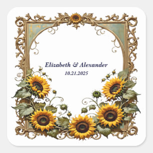 Sticker Carré Joli tournesol mariage élégant