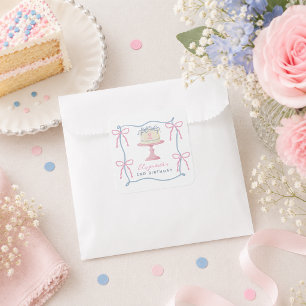 Sticker Carré Joli Vous Avez Gâteau et Mangez-le Deux 2e Anniver
