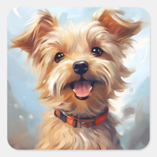 Sticker Carré Joli Yorkie Yorkshire Terrier Chien