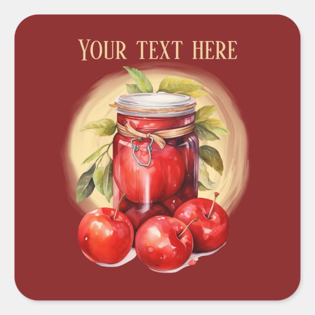 Sticker Carré Jolie confiture de pomme ajouter du texte (Devant)