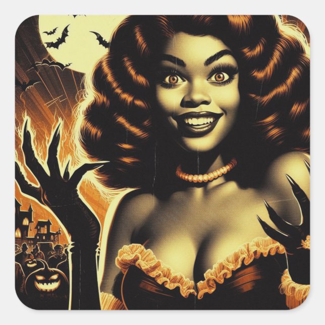 Sticker Carré Jolie fille Halloween (Devant)