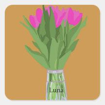 Jolie fleur de tulipe Illustration moderne + Nom
