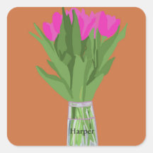 Jolie fleur de tulipe Illustration moderne + Nom