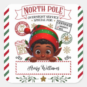 Sticker Carré Jolie livraison spéciale Elf de Noël de Père Noël