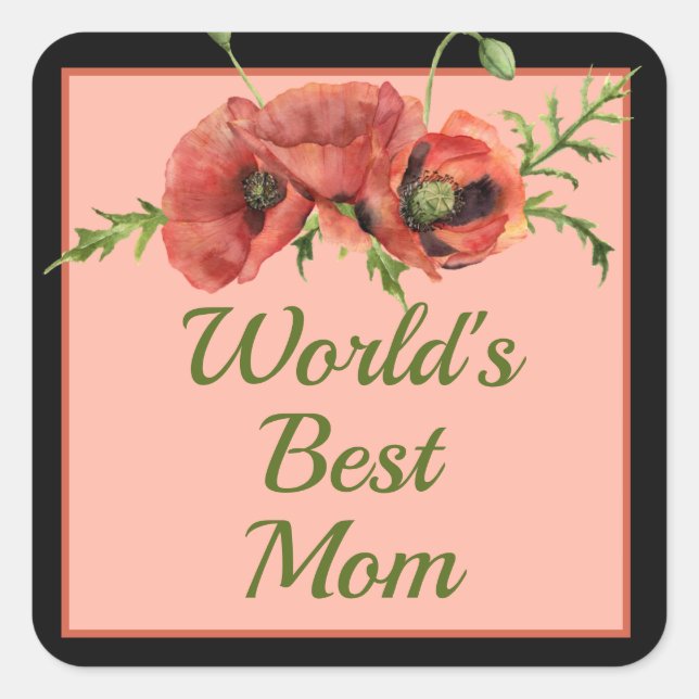 Sticker Carré Jolie maman du monde floral (Devant)