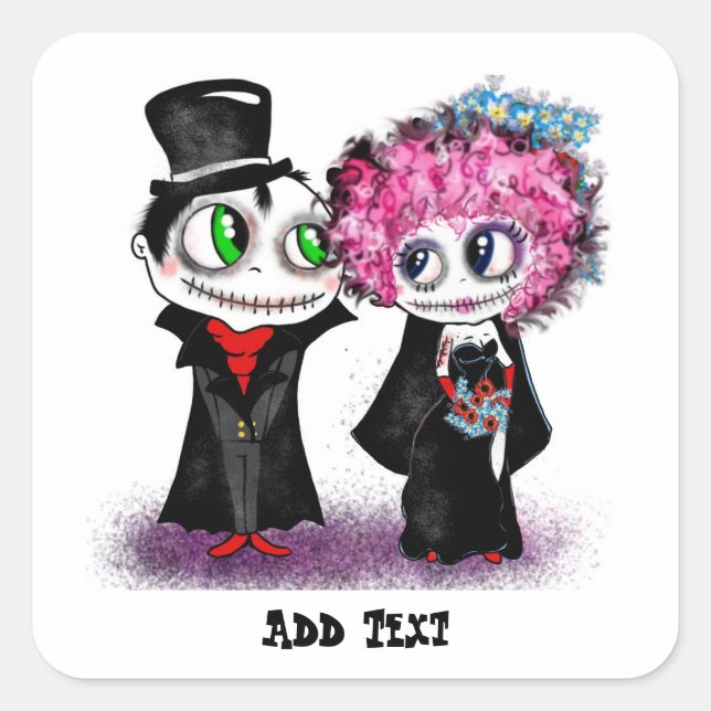 Sticker Carré Jolie mariée zombie et dessin de mariée GOTH maria (Devant)