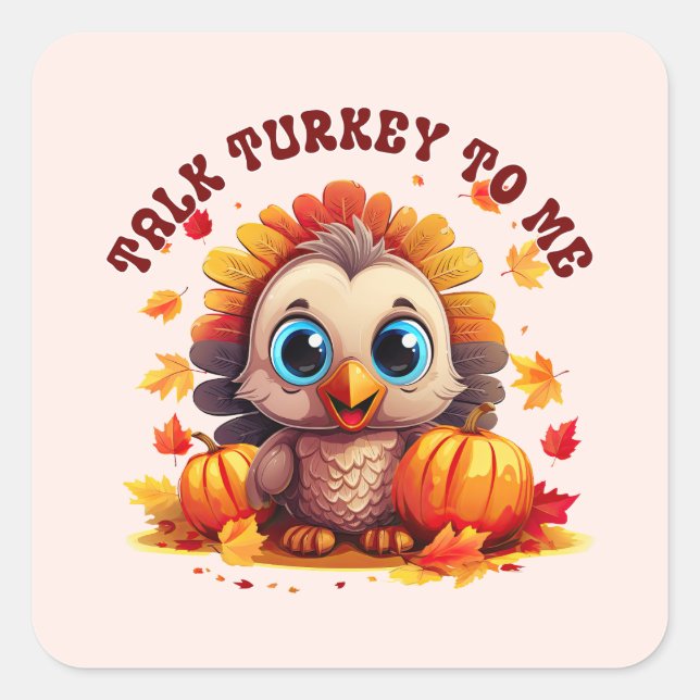 Sticker Carré Jolie Turquie et feuillage d'automne (Devant)