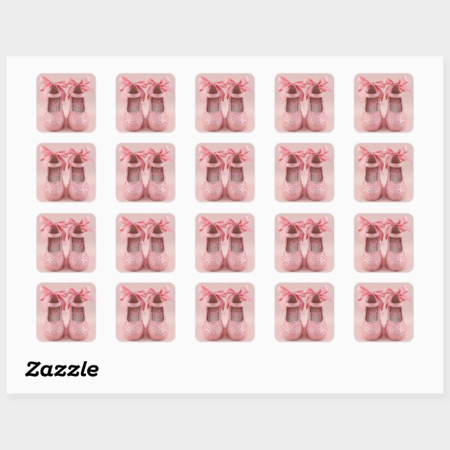 Sticker Carré jolies chaussures roses (Feuille)