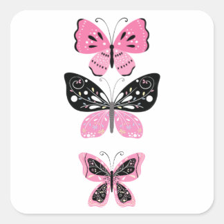 Sticker Carré Jolies papillons