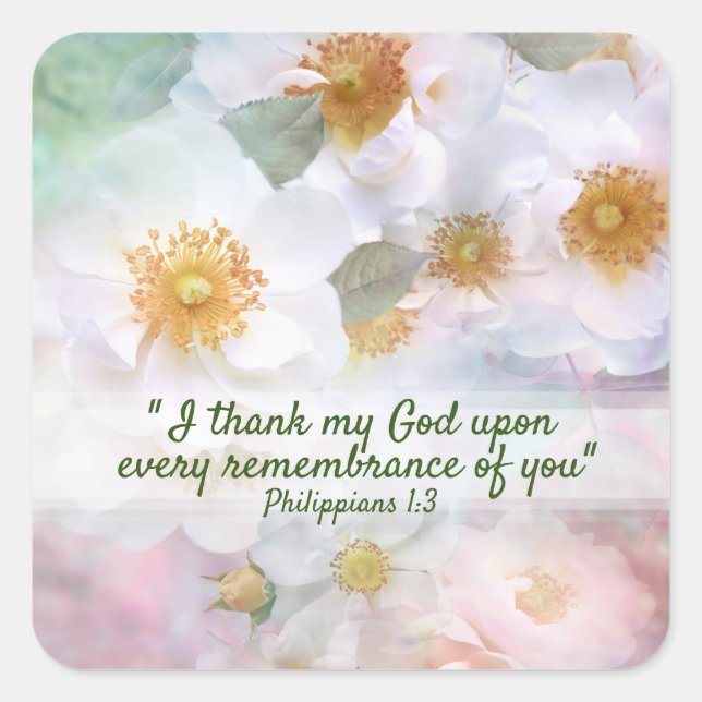 Sticker Carré Jolies roses blanches (Devant)