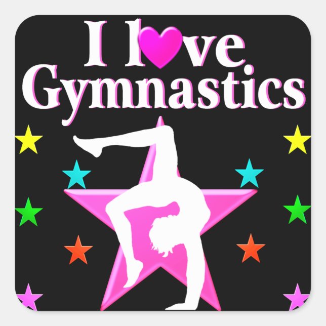 STICKER CARRÉ JOLIMENT ROSE J'AIME LE DESIGN GYMNASTIQUE (Devant)