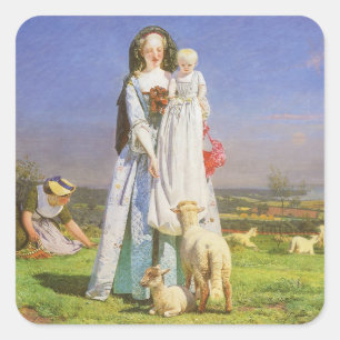 Sticker Carré Jolis Agneaux by Ford Madox Brown
