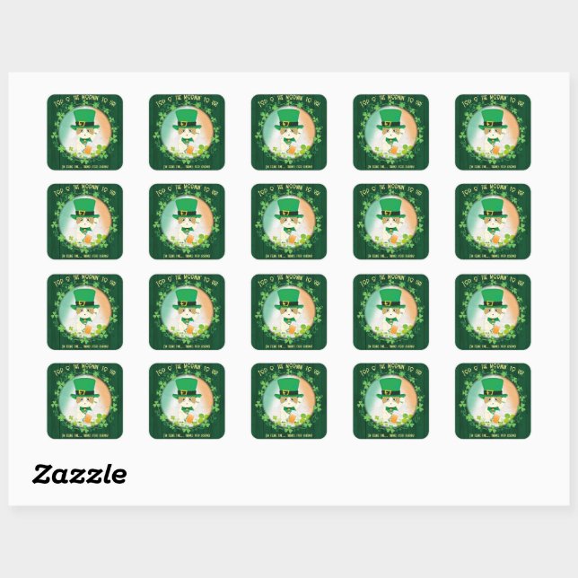 Sticker Carré Jolly Ginger Tabby Irish Cheer (Feuille)