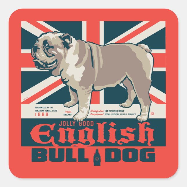 Sticker Carré Jolly Good English Bulldog (Devant)