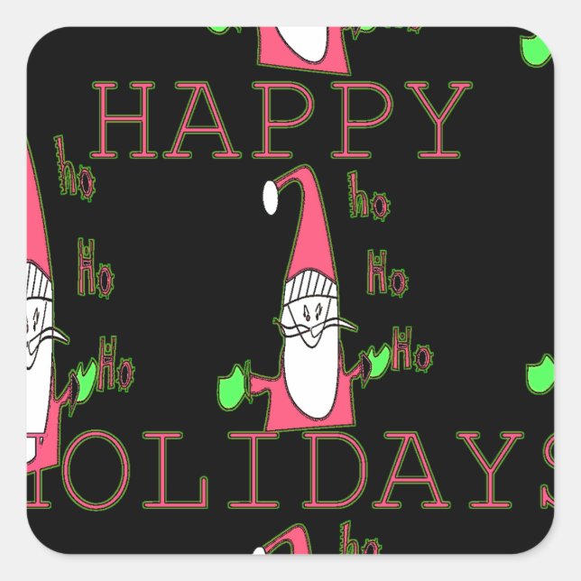 Sticker Carré Jolly Mouse Père Noël : Une Illustration Fun Holid (Devant)