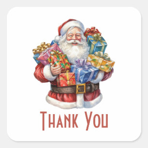 Sticker Carré Jolly Santa Claus classique Merci de Noël