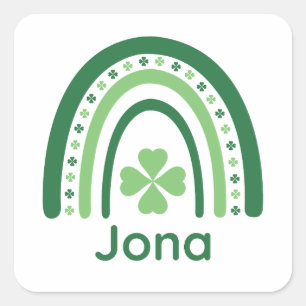 Sticker Carré Jona Nom Clover Boho Rainbow