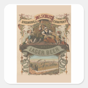 Sticker Carré Jos Schlitz Brew Co. - Bière Vintage