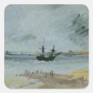 Sticker Carré Joseph Mallord William Turner Navire terrestre,