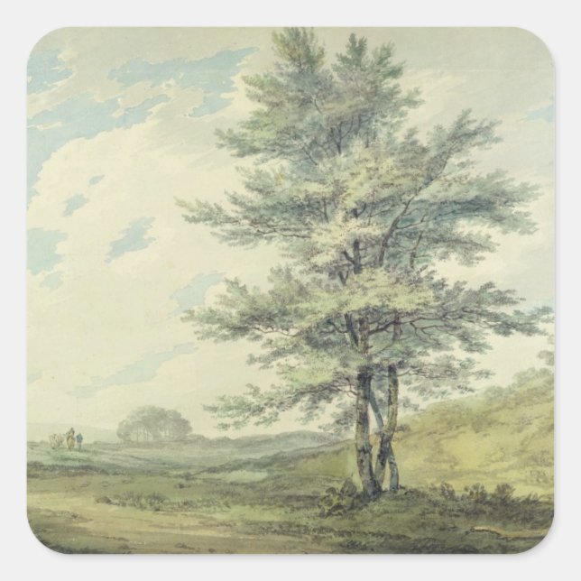 Sticker Carré Joseph Mallord William Turner | Paysage avec Tre (Devant)