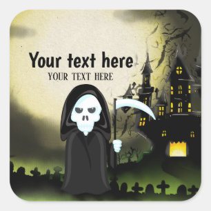 Sticker Carré Jote fête d'Halloween Devil Skeleton