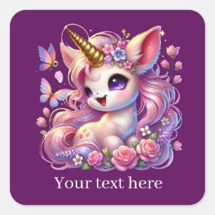 Sticker Carré Jote girls imaginaire licorn ajouter du texte