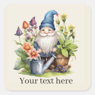 Sticker Carré Jote gnome du jardin ajouter du texte