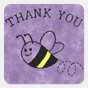Sticker Carré Jote Little Bee Flying Purple Baby shower