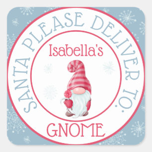 Sticker Carré Jote Père Noël S'il vous plaît livrer à votre Gnom
