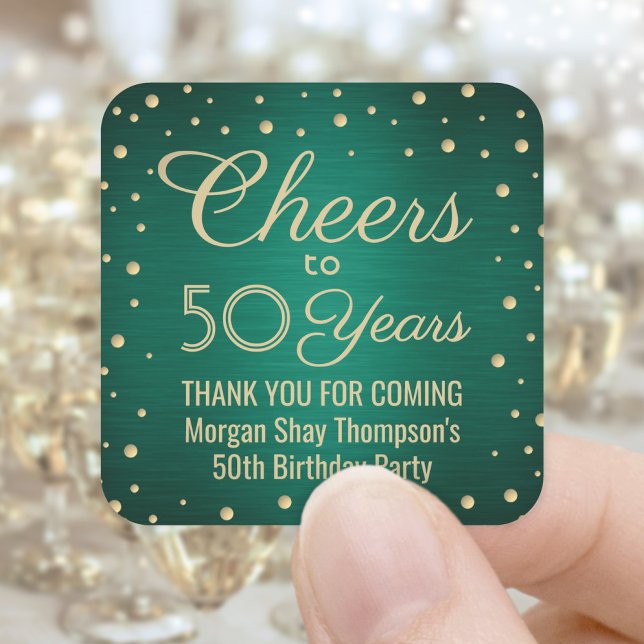 Sticker Carré Joue chaque année fête d'anniversaire Vert et Or 5 (Créateur téléchargé)
