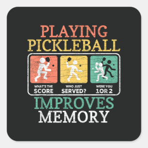 Sticker Carré Jouer au Pickleball Améliore la Mémoire