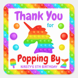 Sticker Carré Jouet Fidget Pop Arc-en-Ciel Anniversaire