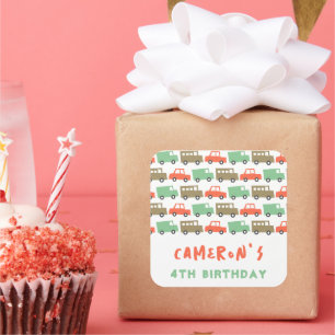 Sticker Carré Jouets rétro pour garçons Faveur de fête d'anniver