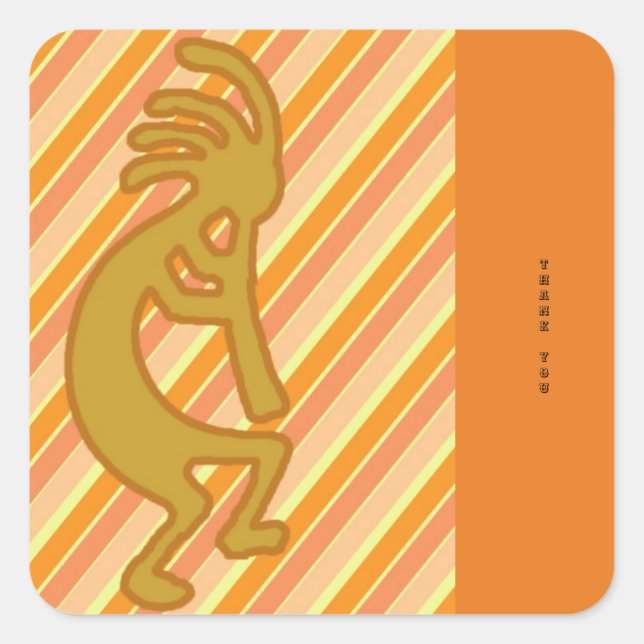 Sticker Carré Joueur à flûte Merci Sud-Ouest Gold Kokopelli (Devant)