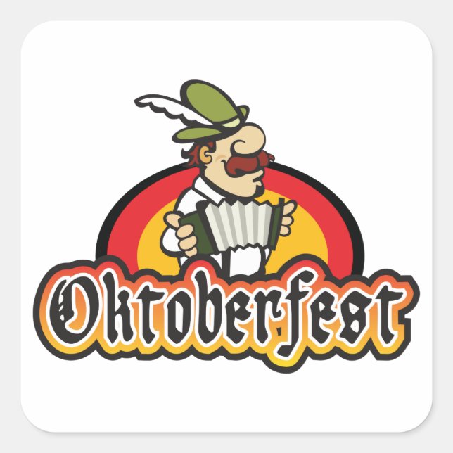 Sticker Carré Joueur allemand de l'Accordiation Oktoberfest (Devant)