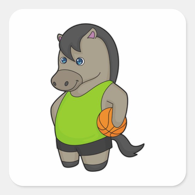 Sticker Carré Joueur de basket-ball à cheval (Devant)