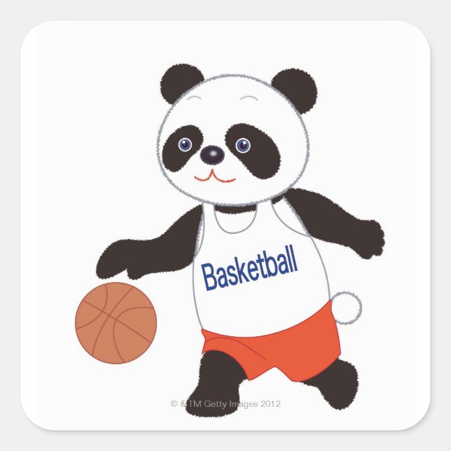 Sticker Carré Joueur de basket-ball Panda (Devant)