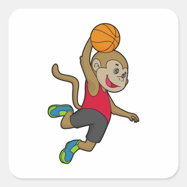 Sticker Carré Joueur de basket-ball singe (Devant)