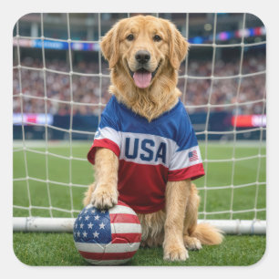 Sticker Carré Joueur de football américain Retriever doré