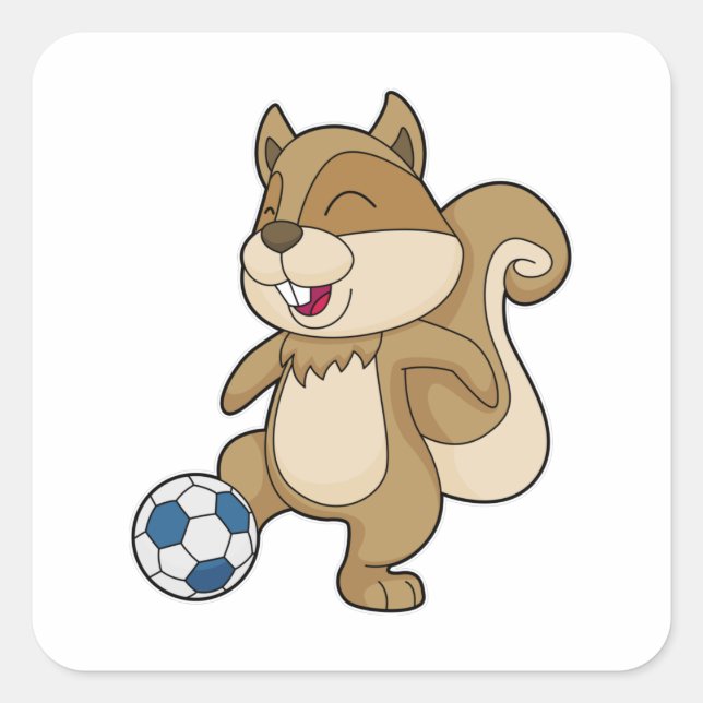 Sticker Carré Joueur de football d'écureuil (Devant)