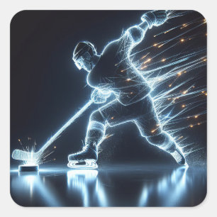 Sticker Carré Joueur de hockey sur glace