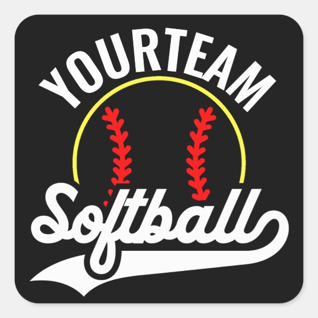 Sticker Carré Joueur de l'équipe de softball AJOUTER UN NOM Ligu (Devant)