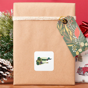 Sticker Carré Joueur de Paintball avec double marqueur Action Sp